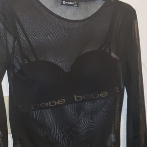 Transparent mesh long sleeve see thru top